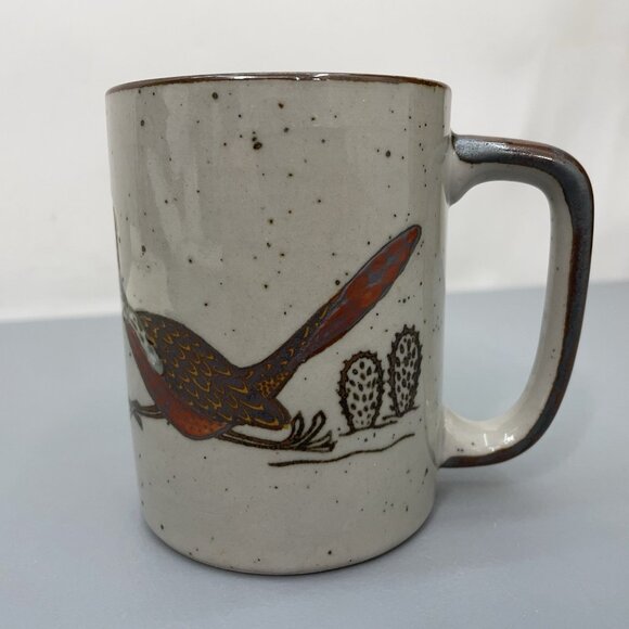 Vintage Otagiri Roadrunner Coffee Mug Tea Cup Desert Cactus Brown Speckled - Picture 4 of 7